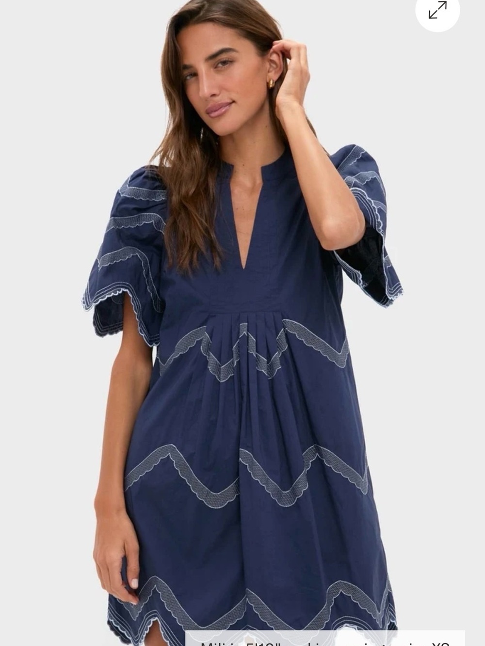 Tuckernuck Navy Dress with White Scallop Embroidery